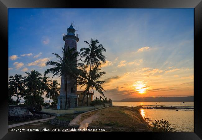 Sunrise Galle Fort lighthouse, Sri Lanka Framed Print by Kevin Hellon