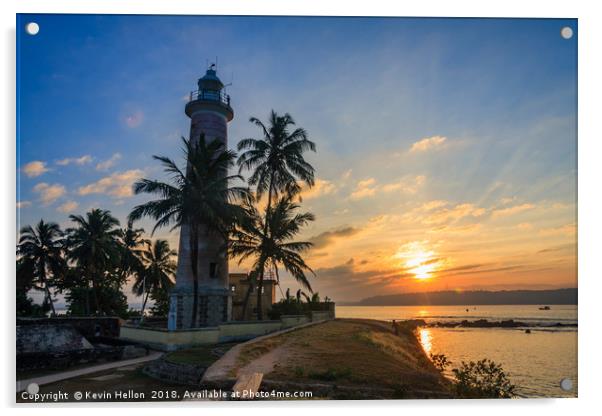 Sunrise Galle Fort lighthouse, Sri Lanka Acrylic by Kevin Hellon