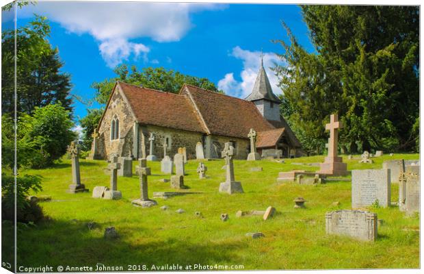 St Nicholas’ is in Pyrford (‘ford by a pear-tree’) Canvas Print by Annette Johnson