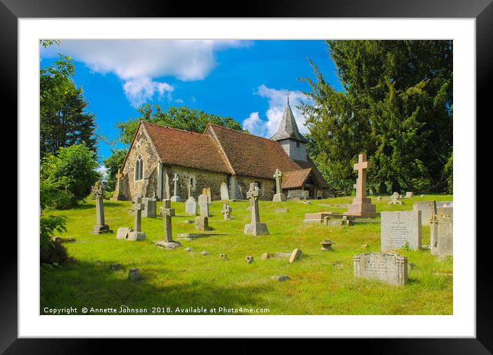 St Nicholas’ is in Pyrford (‘ford by a pear-tree’) Framed Mounted Print by Annette Johnson