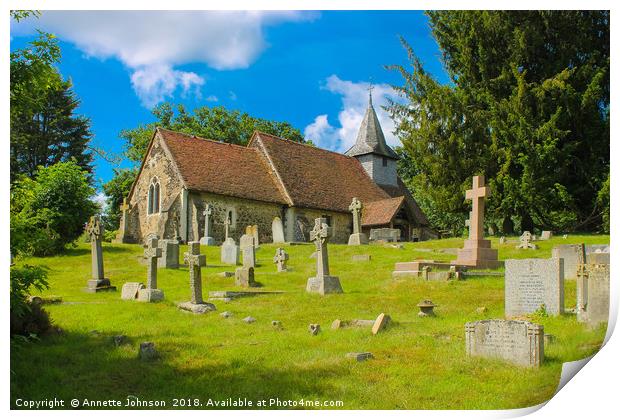 St Nicholas’ is in Pyrford (‘ford by a pear-tree’) Print by Annette Johnson