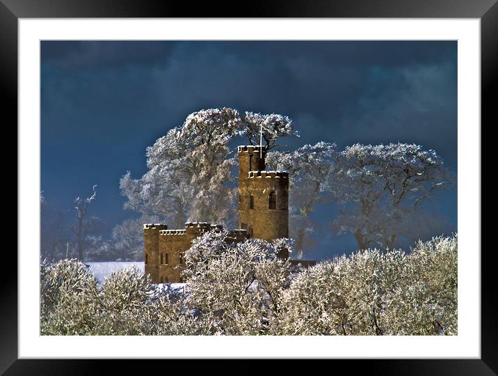 Snowy Tawstock Tower Castle Barnstaple Framed Mounted Print by Mike Gorton