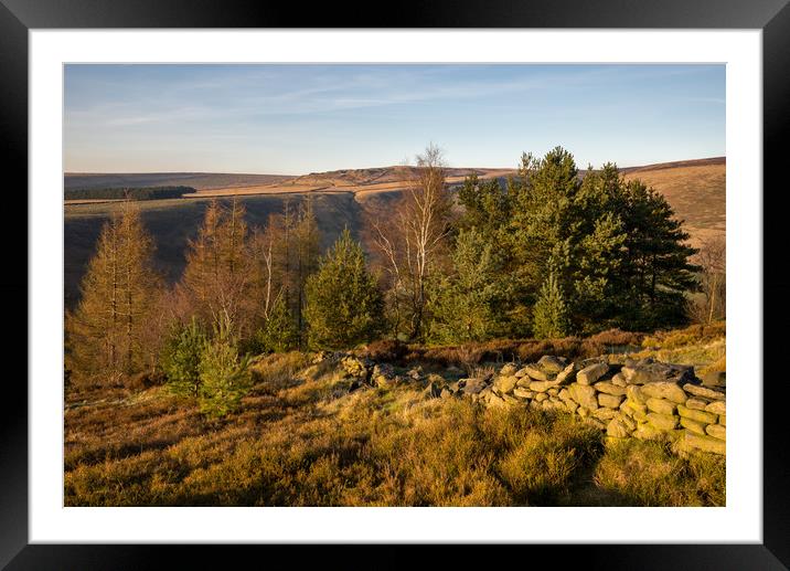 Warm sunlight at Shire Hill, Glossop, Derbyshire Framed Mounted Print by Andrew Kearton