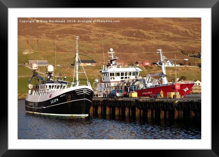 Fishing Boats Blacksness Pier, Scalloway, Shetland Framed Mounted Print by Anne Macdonald