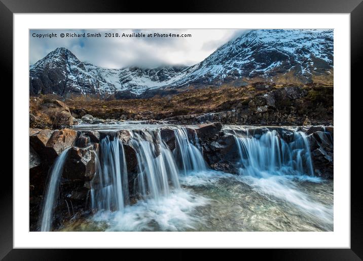Looking over a waterfall up Coire na Creiche #2 Framed Mounted Print by Richard Smith