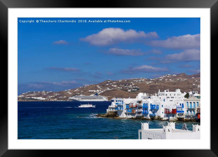 Mykonos, Greece Little Venice (Aleykantra) day vie Framed Mounted Print by Theocharis Charitonidis