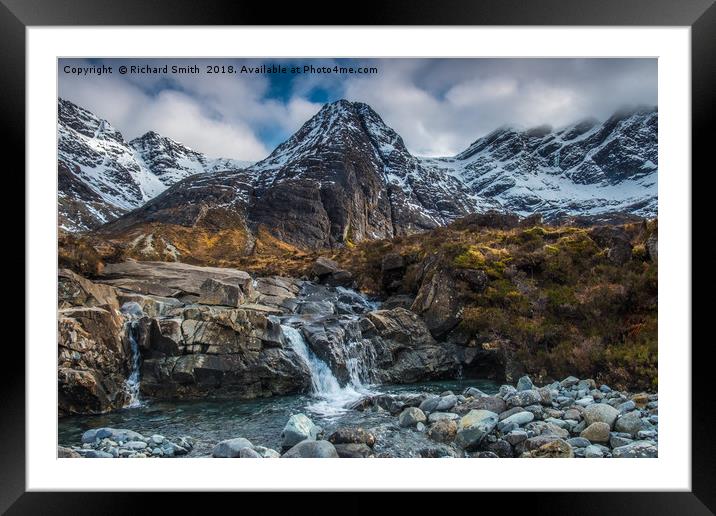 Another, yet smaller, cascade in Coire na Crieche Framed Mounted Print by Richard Smith