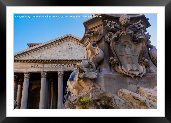 Rome, Italy Fountain of the Pantheon detail. Framed Mounted Print by Theocharis Charitonidis