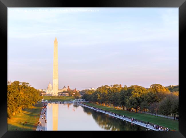 Washington Monument and Reflecting Pool Framed Print by Valerio Rosati