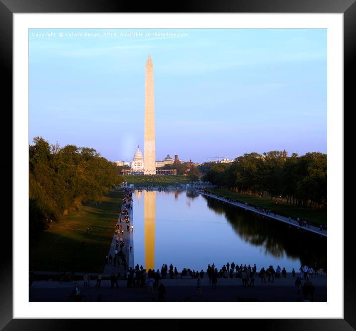 Washington Monument and Reflecting Pool Framed Mounted Print by Valerio Rosati
