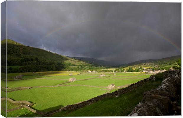 Rainbow over Gunnerside Bottoms Canvas Print by William A Dobson