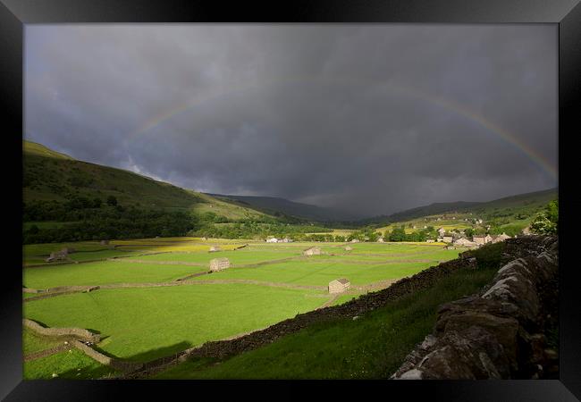 Rainbow over Gunnerside Bottoms Framed Print by William A Dobson
