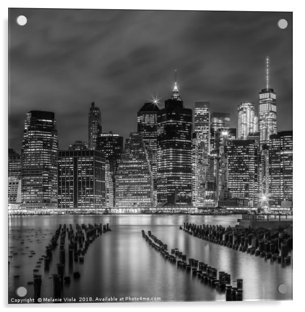 NEW YORK CITY Monochrome Night Impressions  Acrylic by Melanie Viola