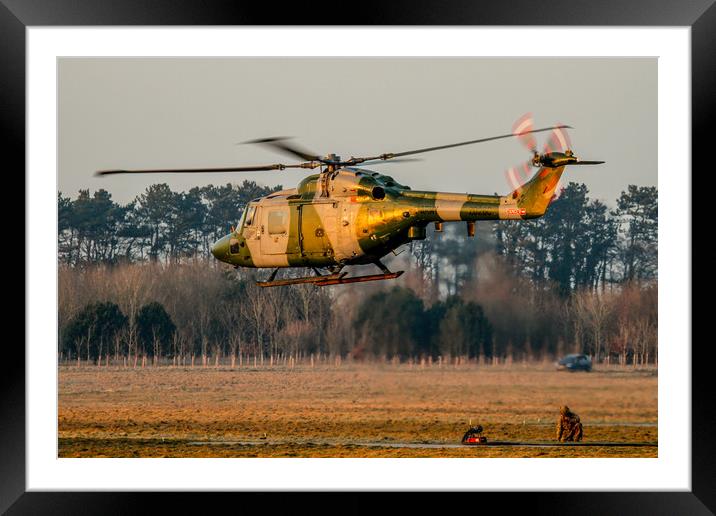 Army Air Corps Lynx at sunset Framed Mounted Print by Oxon Images