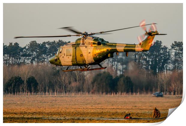 Army Air Corps Lynx at sunset Print by Oxon Images