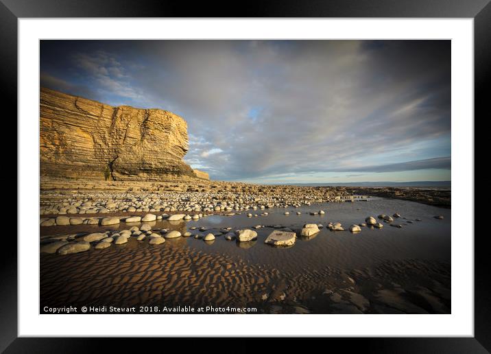 The cliffs and beach at Nash Point Framed Mounted Print by Heidi Stewart