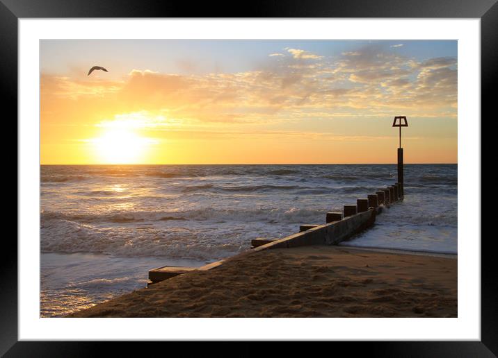 Coastal holiday perfect sunrise over the ocean Framed Mounted Print by Steve Mantell