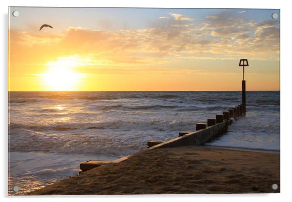 Coastal holiday perfect sunrise over the ocean Acrylic by Steve Mantell
