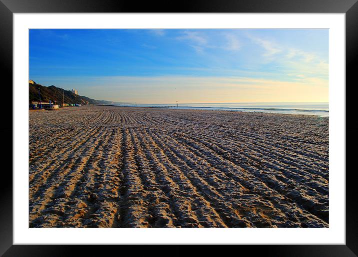 Frosty Bournemouth Beach Framed Mounted Print by Chris Day