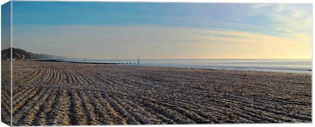 A Panorama of a frosty Bournemouth Beach Canvas Print by Chris Day