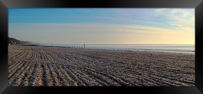 A Panorama of a frosty Bournemouth Beach Framed Print by Chris Day