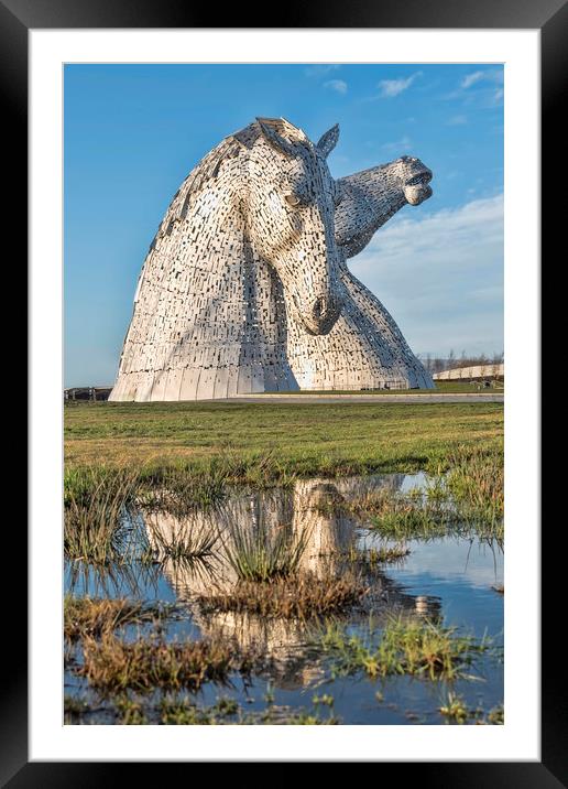 Kelpies Reflection Framed Mounted Print by Valerie Paterson