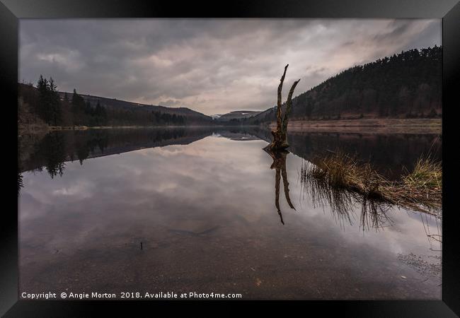 Upper Derwent Reservoir Reflections Framed Print by Angie Morton