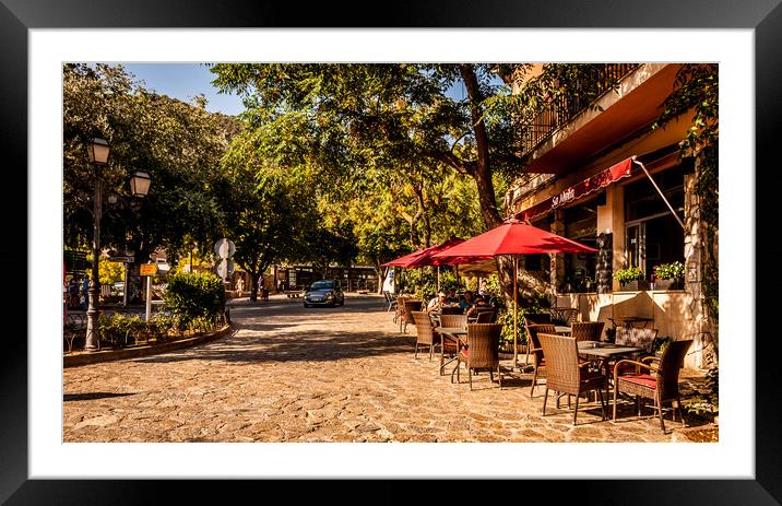Cafe's in Valldemossa Framed Mounted Print by Naylor's Photography