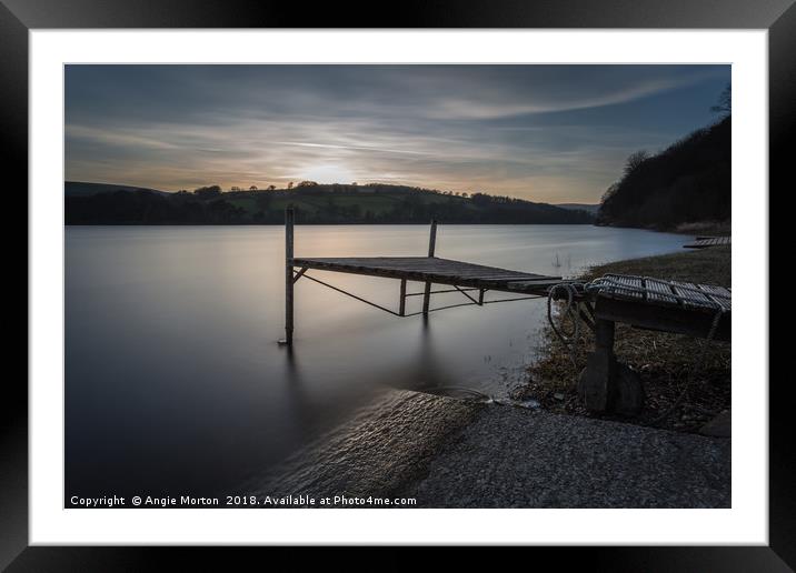 The Boat Jetty Damflask Framed Mounted Print by Angie Morton