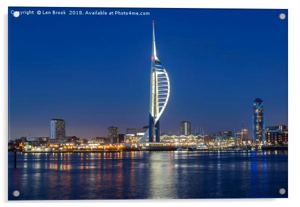 Portsmouth Harbour and The Spinnaker Tower Acrylic by Len Brook