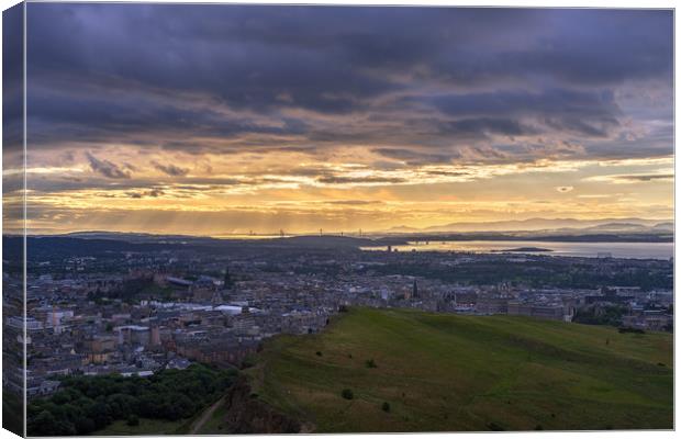 Twilight over the city of Edinburgh Canvas Print by Miles Gray