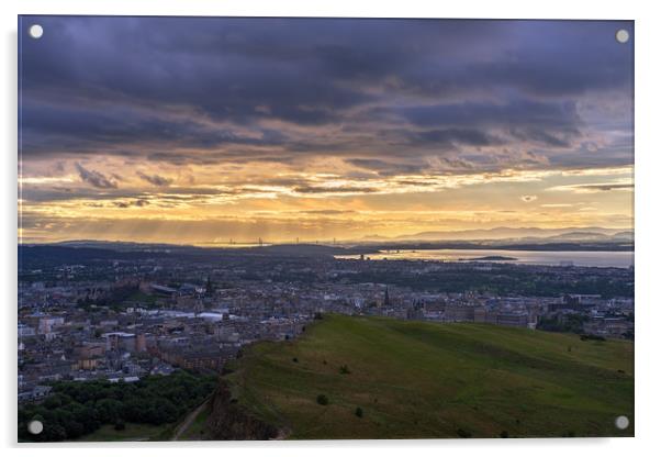Twilight over the city of Edinburgh Acrylic by Miles Gray