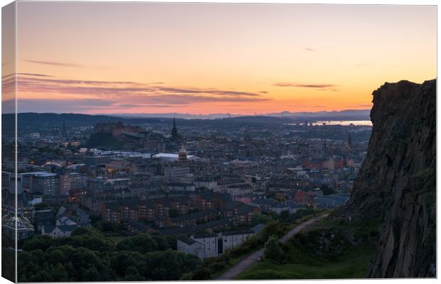 Twilight from the Salisbury Crags, Edinburgh Canvas Print by Miles Gray