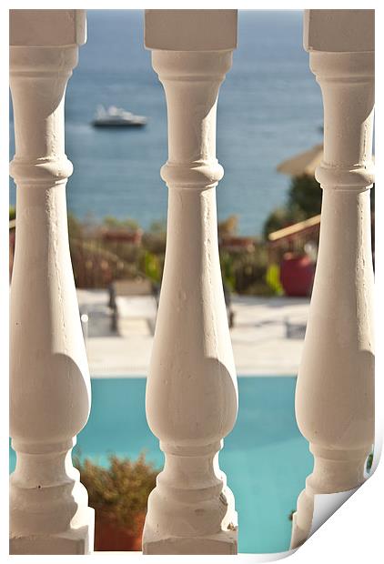 Through Balcony Pillars Print by James Lavott