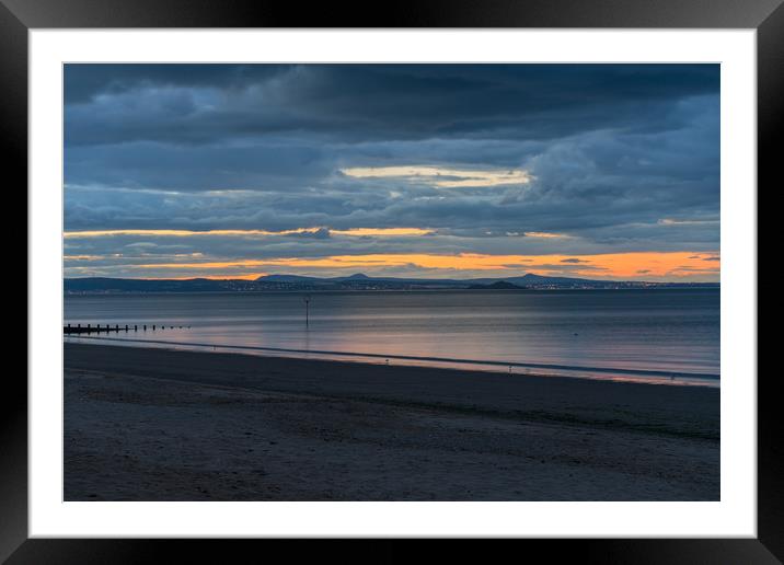 Last light over Portobello beach, Edinburgh Framed Mounted Print by Miles Gray