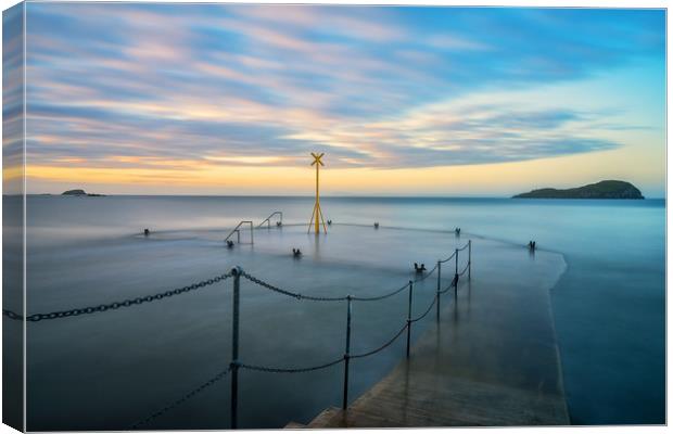 Dusk over the old pier, North Berwick Canvas Print by Miles Gray