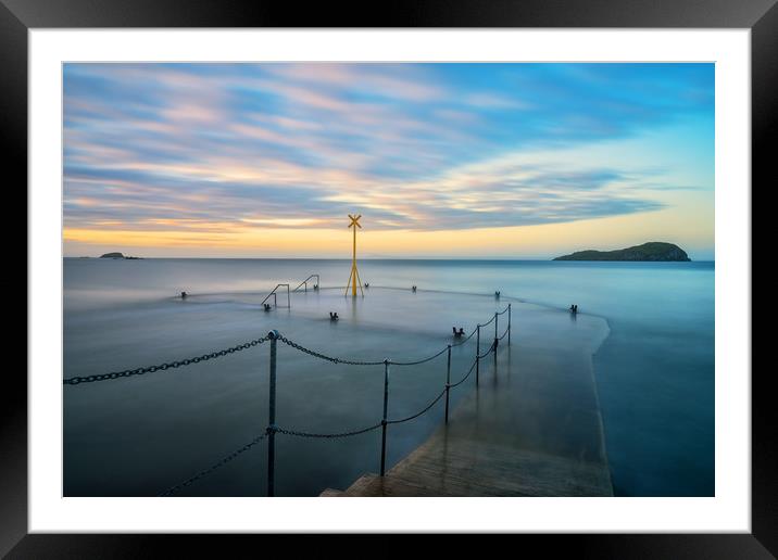 Dusk over the old pier, North Berwick Framed Mounted Print by Miles Gray