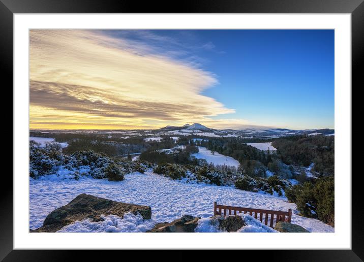 Snow over Scott's View, Melrose Framed Mounted Print by Miles Gray