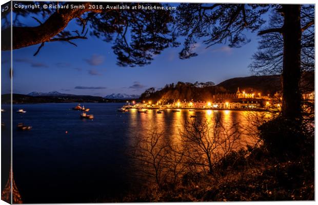 Portree pier at dusk #2 Canvas Print by Richard Smith