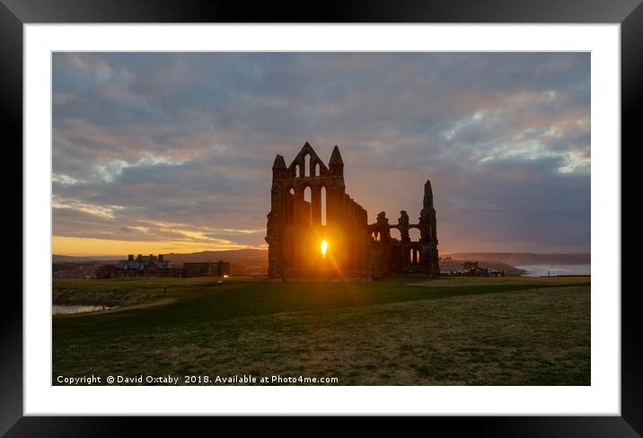 Sun setting at Whitby Abbey Framed Mounted Print by David Oxtaby  ARPS