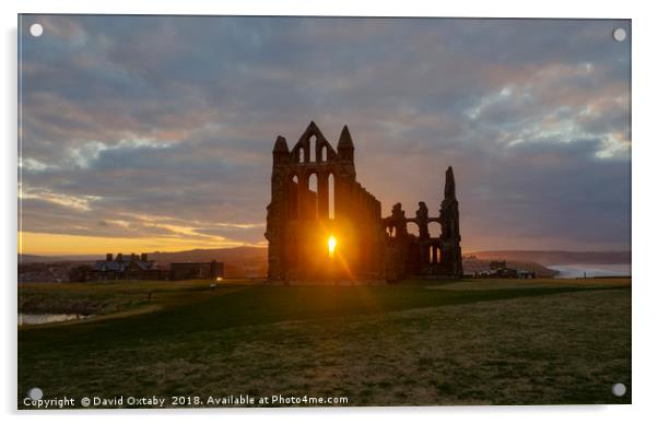 Sun setting at Whitby Abbey Acrylic by David Oxtaby  ARPS