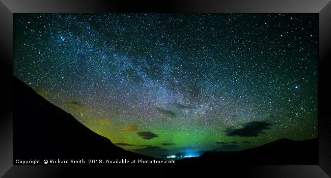 Milky Way and Aurora Borealis Framed Print by Richard Smith