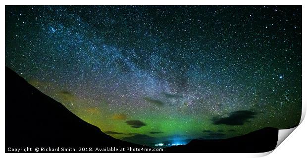 Milky Way and Aurora Borealis Print by Richard Smith