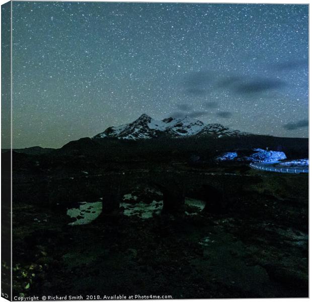Glen Sligachan and the Cuillin by Starlight.  Canvas Print by Richard Smith