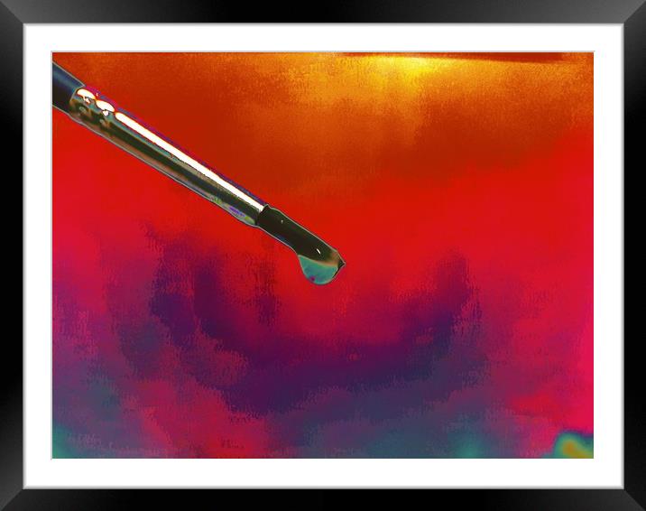 Paint brush with water droplet  Framed Mounted Print by Dinil Davis
