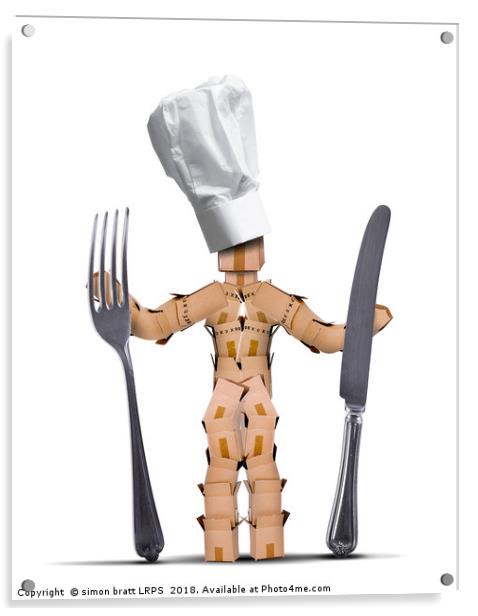 Chef box man character with cutlery Acrylic by Simon Bratt LRPS
