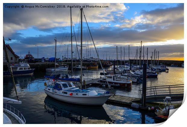 Sunset over Anstruther harbour Print by Angus McComiskey