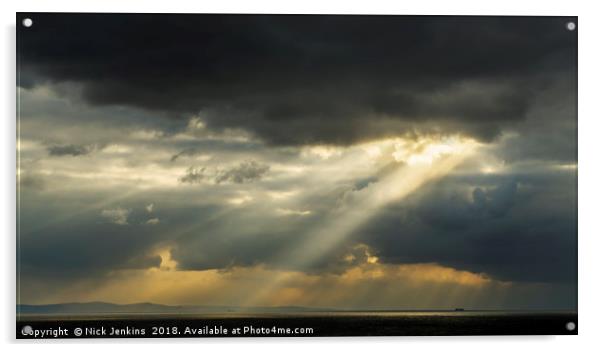 Sunbeams over Bristol Channel from Ogmore by Sea Acrylic by Nick Jenkins