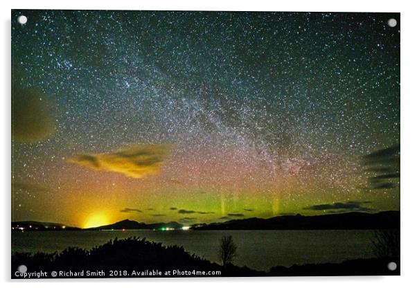 Milky Way and Aurora Borealis #3 Acrylic by Richard Smith
