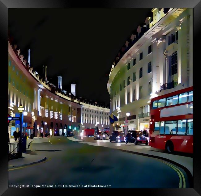 LONDON BY NIGHT Framed Print by Jacque Mckenzie